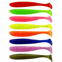 20 couleurs, 55mm, 63mm, 70mm, 90mm, vente en gros, emballage en vrac, leurres souples en plastique à queue de pagaie pour la pêche au bar, au crappie et au shad