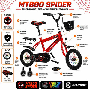 <span class=keywords><strong>Bicicleta</strong></span> para Niños de Edición Limitada de <span class=keywords><strong>12</strong></span>, 14 y 16 Pulgadas con Diseño de Spider-Man, Calcomanías Exclusivas y Asiento Ajustable, en Venta - Product Image 4