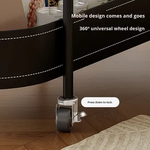 Table basse ovale convertible de <span class=keywords><strong>petit</strong></span> appartement <span class=keywords><strong>à</strong></span> la mode avec chariot <span class=keywords><strong>à</strong></span> <span class=keywords><strong>roulettes</strong></span> en métal crème moderne pour meubles de salon - Product Image 4