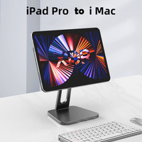 Support magnétique réglable rotatif à 360 degrés en alliage d'aluminium Support pliable portable pour tablette et ordinateur portable pour iPad Pro