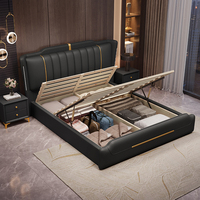 Lit de rangement flottant moderne et confortable, taille Queen/King, avec cadre plateforme en bois de pin, revêtement en cuir capitonné, réglable, pour chambre à coucher