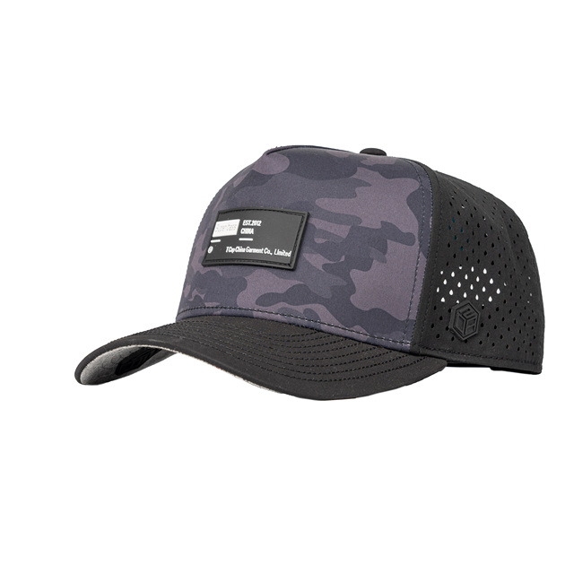 TCAP Custom Hat Men's Camo Caps 5 Panel Rubber Pvc logo Baseball Cap