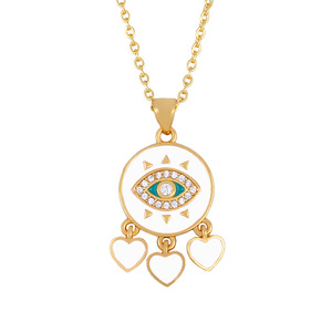 Collar con Colgante <span class=keywords><strong>de</strong></span> Ojo <span class=keywords><strong>de</strong></span> Fátima y Corazón Esmaltado para Niñas, Chapado en <span class=keywords><strong>Oro</strong></span> <span class=keywords><strong>de</strong></span> 18k, Venta al <span class=keywords><strong>por</strong></span> <span class=keywords><strong>Mayor</strong></span> - Product Image 3