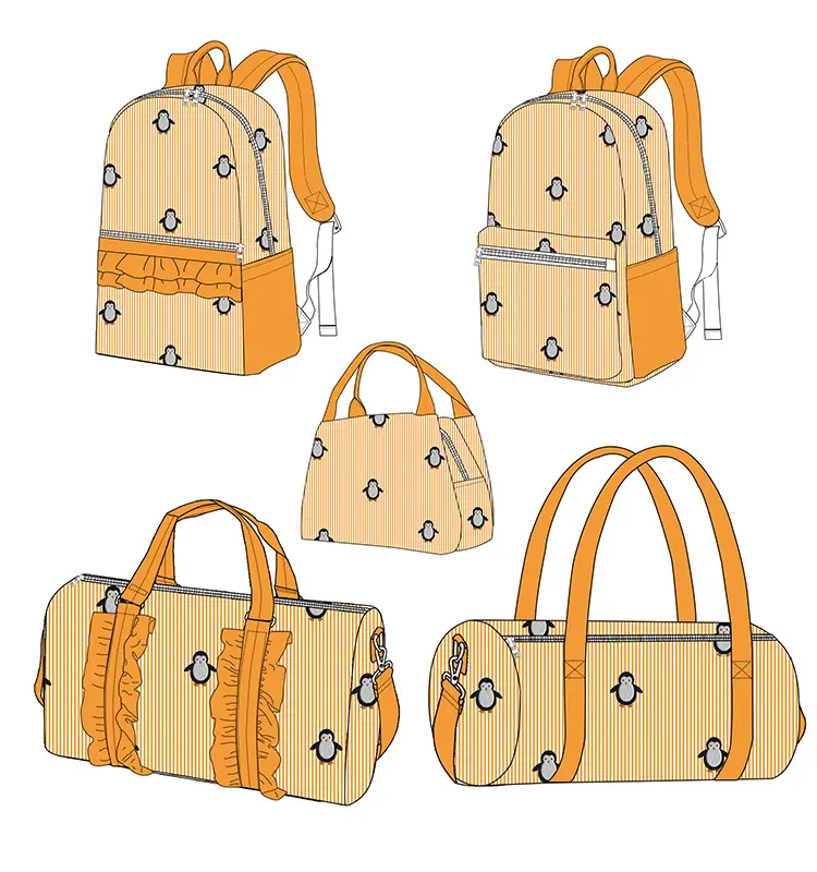 Best Selling Design Personalizado Weekender Duffel Bag Grande Capacidade Bordado Pinguim Travel Bag Set