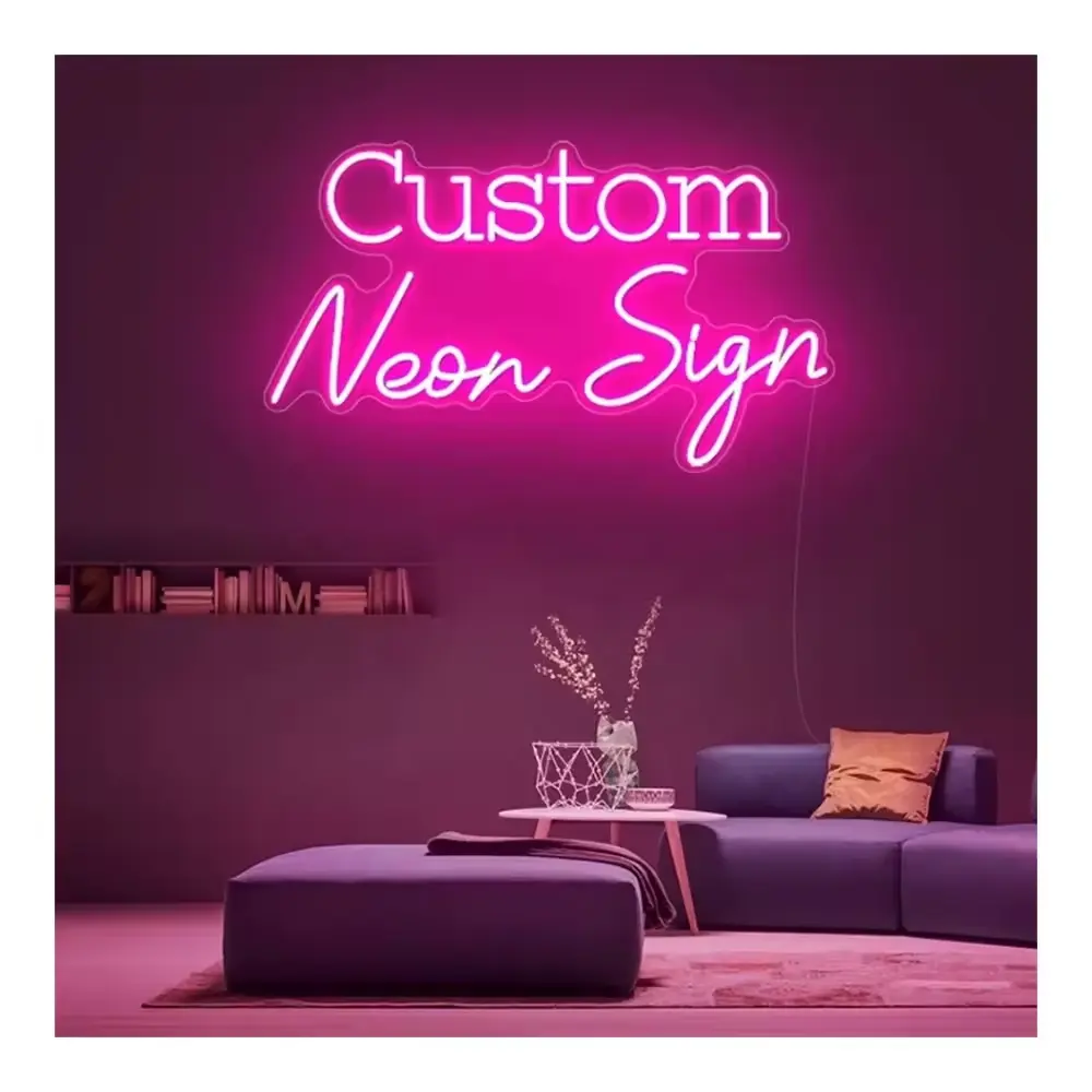 Sinal de néon LED personalizado sem MOQ, sinal de néon personalizado para decoração de casamento e festa de aniversário, novidade com design grátis