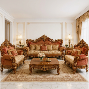 Magnifique ensemble de canapés 7 places sculptés à la main pour salon, style Maharaja, avec table assortie pour salle de séjour, ensemble de canapés confortables. - Product Image 1