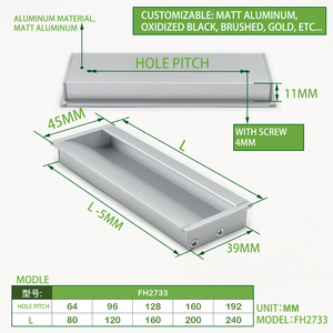 Tirador Empotrado de Aluminio 64-160mm Anodizado Negro Mate Blanco para Gabinetes, Cajones, Armarios, Cocinas, Dormitorios y Baños - Product Image 6