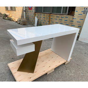 Juego de escritorio de muebles de oficina de mesa de piedra de superficie sólida blanca de gama alta de 1,5 metros de largo - Product Image 3