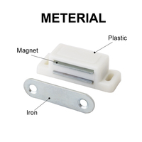 Loquet magnétique puissant en plastique blanc et fer de 46 mm de longueur pour portes de placards en bois, armoires de cuisine et meubles