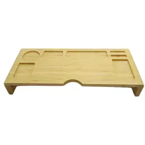 Factory produces custom bamboo computer monitor stands to lift and store organizer laptops Mobile phones TV printer stands for d