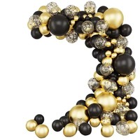 Ensemble de ballons noirs et dorés pour la décoration de fête sur le thème des anniversaires