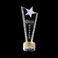 ELOR Trophée de poignée de main en cristal clair poli Impression UV pour les occasions de Noël Mascotte de fleurs Souvenir Cadeaux d'affaires
