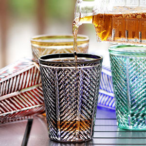 Kiriko แก้วใส่แก้วซ้อนสีวิสกี้ <span class=keywords><strong>Bourbon</strong></span> วอดก้าแก้วช็อต260มล. ชุดเครื่องดื่มวินเทจสำหรับงานปาร์ตี้ดื่มงานแต่งงาน - Product Image 1