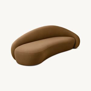 RH <span class=keywords><strong>REYNA</strong></span> Ensemble de canapé de luxe moderne incurvé à trois places en tissu beige pelucheux pour salon, appartement et centre commercial - Product Image 5
