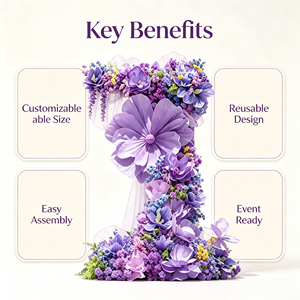 Arrangements floraux de mariage, fleurs géantes, décoration artificielle pour toile de fond de mariage - Product Image 5