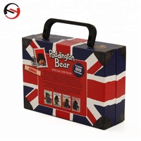 Boîtes de valise vintage décoratives en carton papier d'emballage personnalisé, mini valise, boîte cadeau avec poignée