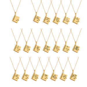 个性定制情侣书项链不锈钢18K镀金链子可打开可刻字专属名字时尚 - Product Image 6