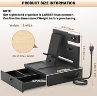 Organizer Nakas Bambu dengan Laci Pengisi Daya Smartwatch, Gantungan Jam Tangan, Penyangga Ponsel, Ring Peg, Pengatur Kabel 25cm