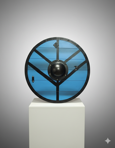 Escudo vikingo de madera MDF de 12 mm pintado y con herrajes de hierro en acabado negro antiguo con mango, precio al por mayor - Product Image 3