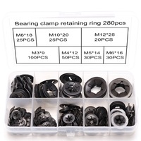 Assortiment de bagues de retenue pour roulements, 280 pièces, M3 M4 M5 M6 M8 M10 M12, rondelles en acier oxydé noir