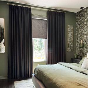 Rideaux occultants en polyester sur mesure à plis froncés, style moderne, imperméables et ignifuges pour salon - Product Image 1