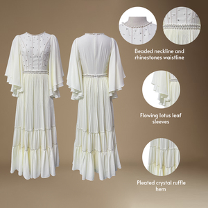 ZYHT 73082 Luxury Muslim Evening Gown Beaded Abaya Kaftan <strong>Modest</strong> White Chiffon Maxi <strong>Dress</strong> Elegant Dubai Party <strong>Prom</strong> <strong>Dress</strong> - Product Image 2