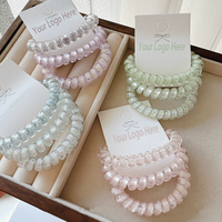 Attaches-cheveux en spirale OEM en forme de fil téléphonique, vente en gros, logo personnalisé, couleurs variées, élastiques pour queue de cheval, accessoires capillaires