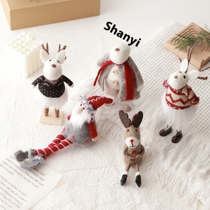 Vecchio pupazzo di neve e alci decorazioni natalizie ornamenti in feltro di lana bambole regalo di natale rifinite decorazioni natalizie - Product Image 1