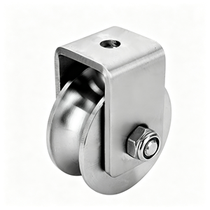 Rouleau de porte à rainure en V en acier au carbone avec support, robuste, galvanisé, à double roulement, pour porte coulissante, certifié CE, OEM - Product Image 1