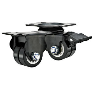 2 Zoll Oberplatten-Lenkrolle Mittelschwerlast Eisenkern Schwarzes <span class=keywords><strong>PU</strong></span> Doppelrad für Handwagen & Leichte Industrieanlagen - Product Image 5