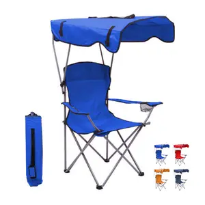 Parasol portátil para acampada, silla de playa plegable barata con toldo ajustable, venta al por mayor