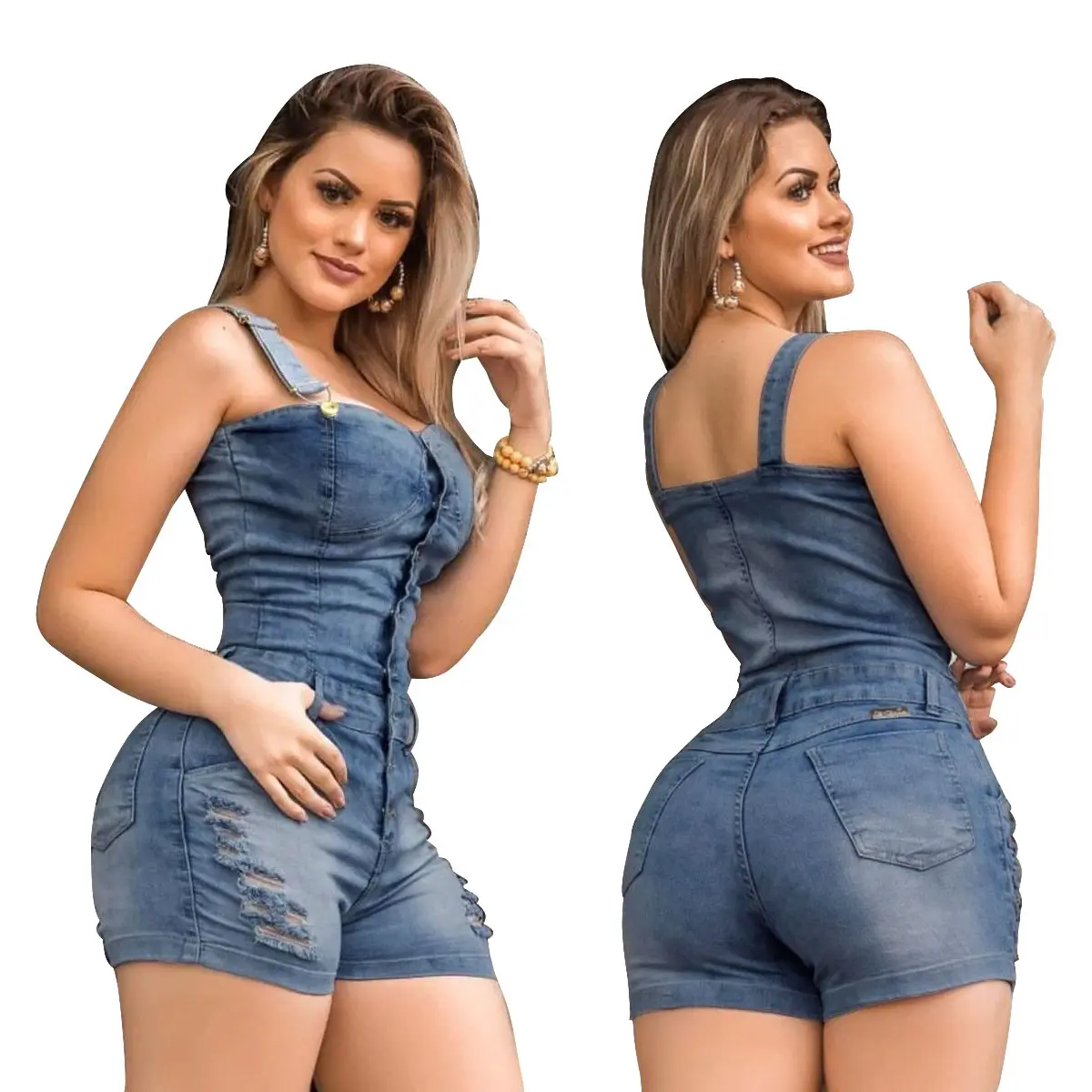 MT102-5027 Fashion women clothing girls formal jeans shorts casual overalls denim jumpsuit