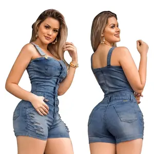 jeans jumsuit Suppliers-MT102-5027 moda donna abbigliamento ragazze formale jeans pantaloncini tuta casual denim tuta