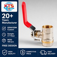 Robinet à bille en laiton nickelé 1/2" NPT, filetage femelle, levier rouge, fermeture à 90 degrés pour eau, usage industriel, OEM