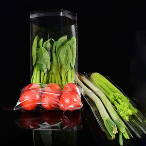 Bolsa de verduras autoadhesiva transparente barata al por mayor, bolsas de embalaje de lechuga biodegradables para verduras - Product Image 3