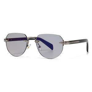 Logo Custom 2026 Fashion Retro Rimless Men Sun Glasses UV400 <b>Gradient</b> Shades Big Frame Polit <b>Sunglasses</b> - Product Image 6