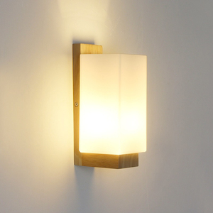 Lampe murale LED nordique moderne en <span class=keywords><strong>bois</strong></span> et <span class=keywords><strong>verre</strong></span> pour salon, chambre, escalier et couloir – Offre spéciale - Product Image 4