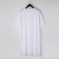 Vente en gros Robe basique en coton à manches courtes et col rond Robe t-shirt décontractée en coton uni et ample Robe chemise oversize col en O pour femmes