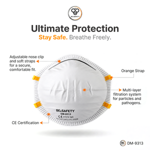 Masque respiratoire industriel FFP2 NB-2834 jetable en non-tissé, protection contre la poussière avec pince nasale métallique pour une protection optimale contre la poussière - Product Image 2