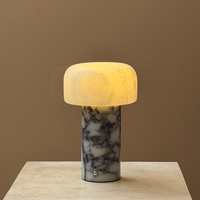 Lampe de table en marbre d'albâtre en forme de champignon, style Wabi Sabi nordique, lampe de chevet LED à intensité variable pour chambre à coucher, hôtel, villa, décoration intérieure