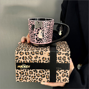 Mug en céramique à imprimé léopard 300 ml, <span class=keywords><strong>tasse</strong></span> à café Mickey/Minnie avec poignée décorative, coffret cadeau pour couple, pour la maison ou le bureau - Product Image 6