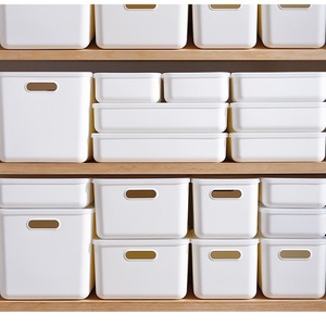 <b>Plastic</b> Storage <b>Bins</b> Rectangle Stackable With Lid For <b>Kitchen</b> Bathroom Desktop Organization - Product Image 1
