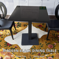 Table à manger carrée pliable noire en surface solide, style moderne, en pierre frittée, pour 4 personnes, prix DDP USA