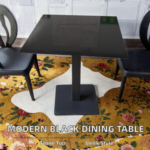 Mesa de Comedor Moderna Minimalista de Acero Inoxidable Cuadrada Negra para 4 Personas, Muebles para el Hogar, Uso en Villas - Product Image 2