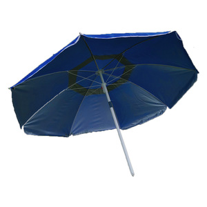 Alta calidad al aire libre impermeable resistente al viento protector solar sombrilla 210T fibra de poliéster Metal plegable raya azul sombrilla de playa - Product Image 1