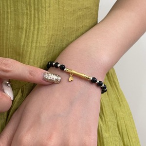Bracelet en argent sterling Yinruitai S925 avec agate noire pour femmes, à porter tous les jours, cordon élastique réglable - Product Image 3