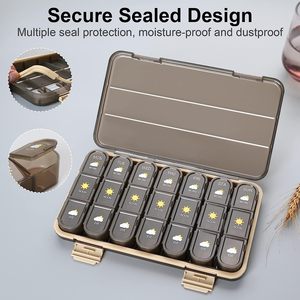 Pastillero mensual, caja organizadora de pastillas AM/PM para 7 días, 21 compartimentos, caja de embalaje de pastillas, organizador portátil de viaje - Product Image 5