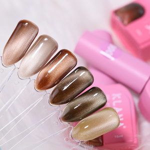 KLANA Nude Brown Crystal Cat Eye Gel <b>Nail</b> Polish Kit Strong Magnet Streak Free Uv Gel for High Shine Magnetic Cat Eye Gel - Product Image 1