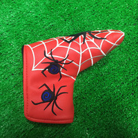 Couvre-chef de club de golf brodé avec logo personnalisé Couvre-chef velcro pour putter en cuir Couvre-tête de putter de golf araignée