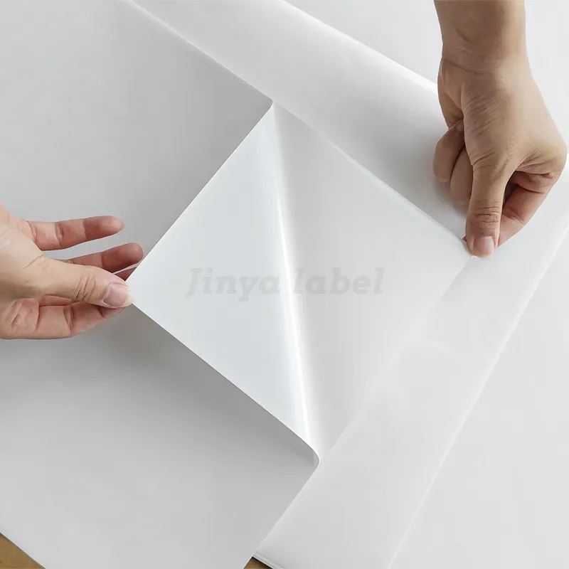 Fabrika fiyat Jinya 80g parlak kağıt etiket malzemesi ayna etiket etiket ile sıcak eriyik yüksek 70x100cm levha çıkartmalar